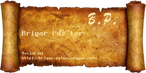 Briger Péter névjegykártya